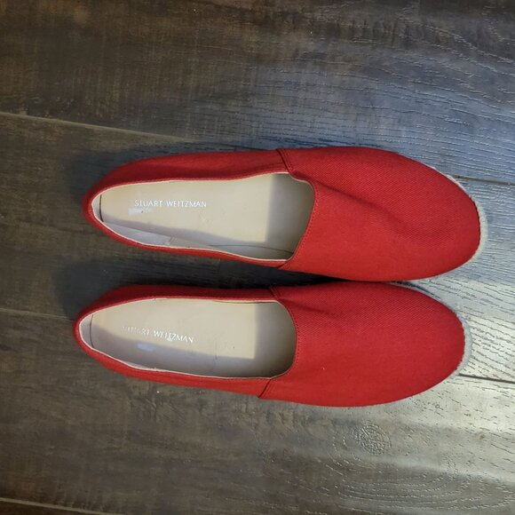 NEW Stuart Weitzman Nugal Espadrille Flats Womens 8.5 Summer Red Nautical - Picture 2 of 9